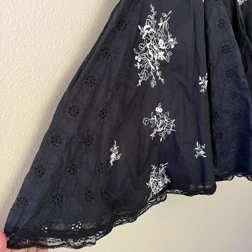 Women's Long Skirt Floral Black Lace Whimisgoth Fairy Grunge Gothic Witchy Boho